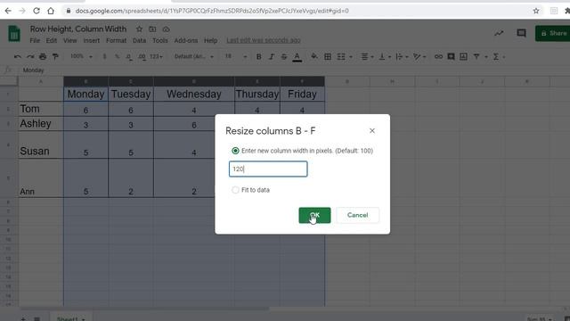 Resizing Rows and Columns in Google Sheets смотреть онлайн