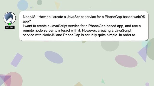 NodeJS : How do I create a JavaScript service for a PhoneGap based webOS app? смотреть онлайн