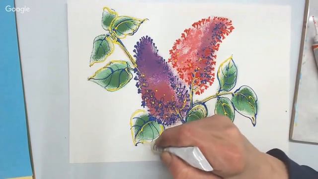 Мастер-класс Зинаиды Голубевой. Ветка сирени. Тампоновка и контуры смотреть онлайн