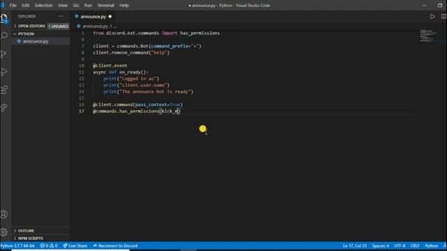 Discord Bot Making | How to make a announcement bot | Making of announcement bot | discord.py смотреть онлайн