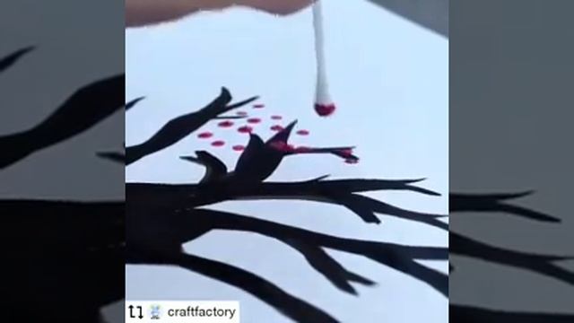 Рисуем цветущее деревце ватными палочками ??? смотреть онлайн