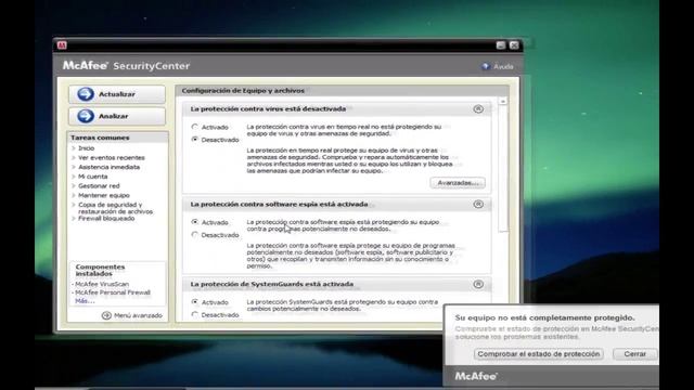 How to deactivate McAfee Security Center / Cómo desactivar McAfee Security Center смотреть онлайн