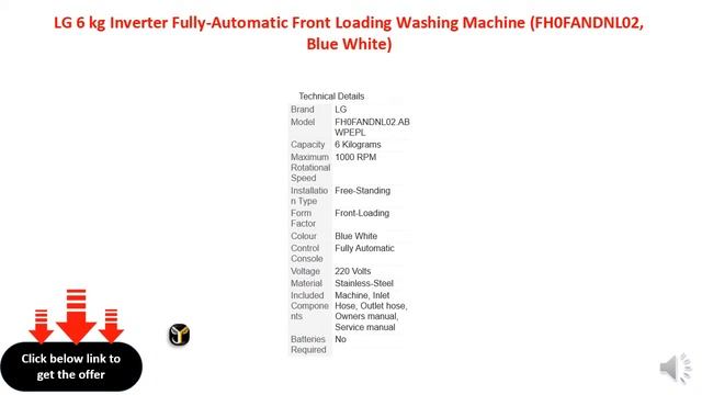 LG 6 kg Inverter Fully-Automatic Front Loading Washing Machine (FH0FANDNL02, Blue White) смотреть онлайн