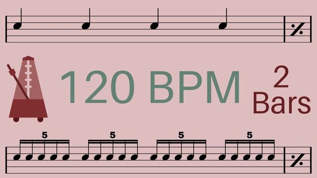 Metronome Click Track - 2 Bars Quarter to Quintuplet Notes 120 bpm - Smartronome смотреть онлайн