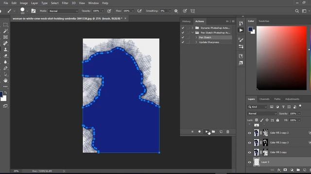 Pen Sketch Tutorial Photoshop Action смотреть онлайн
