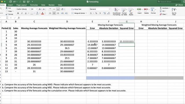 Comparing Forecasts using MAD, MSE, and Cumulative Error смотреть онлайн