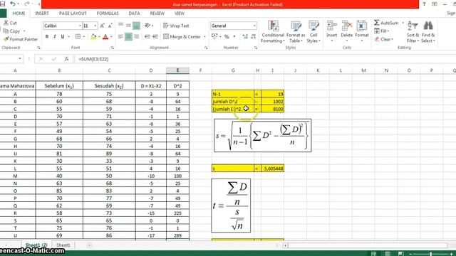 Uji Dua Sampel Berpasangan (paired t-test) excel смотреть онлайн