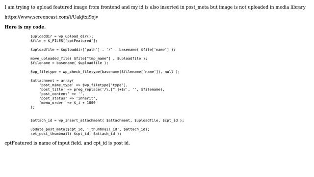 Wordpress: upload featured image in custom post type from frontend смотреть онлайн