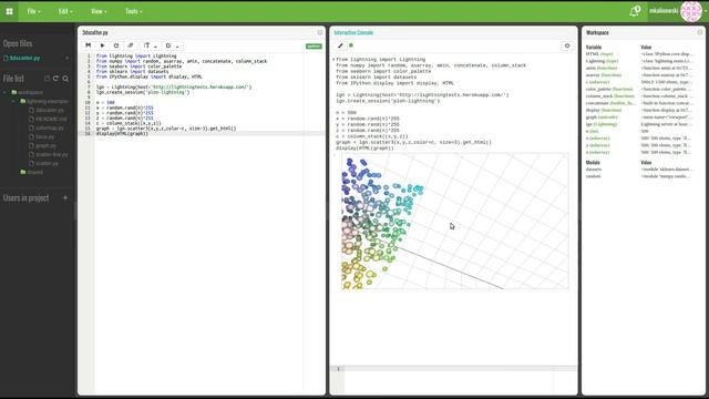 Python plotting with Lightning-viz server - 3d scatter visualization смотреть онлайн