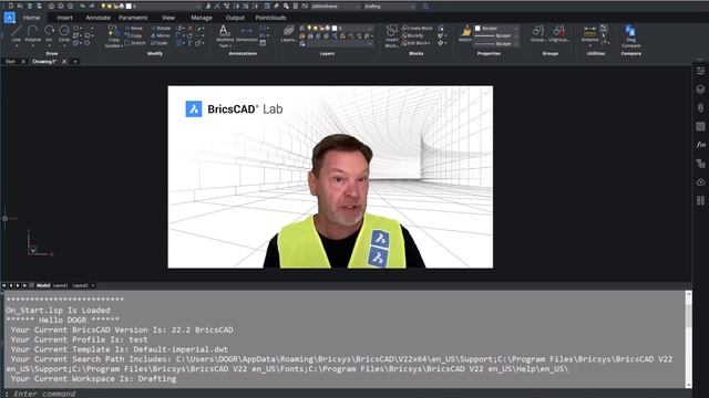Examining the settings and the On_Start.lsp file | BricsCAD Lab смотреть онлайн