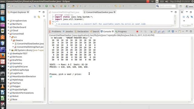 Prog. Project - Concert Hall Ticket / Seat Search (Java) смотреть онлайн