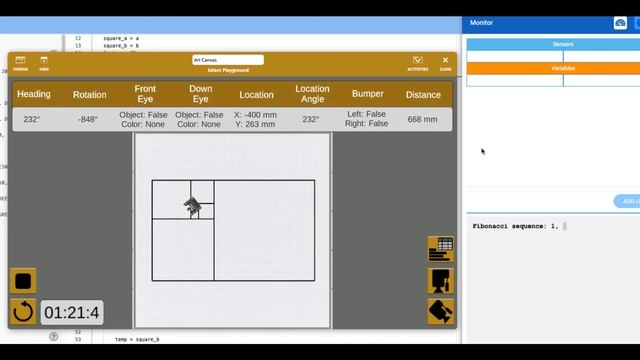 Plotting Fibonacci spiral fractal using Python VEXCodeVR смотреть онлайн