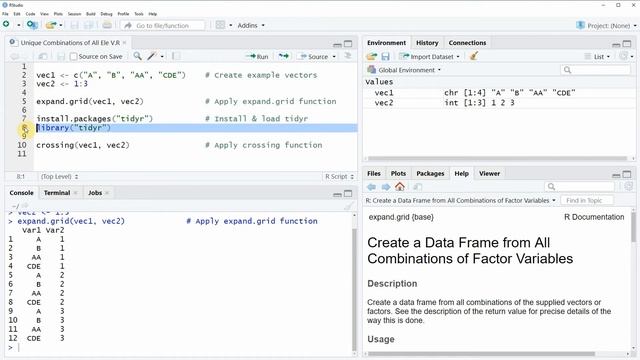 Find Unique Combinations of All Elements from Two Vectors in R (2 Examples) | expand.grid & crossin смотреть онлайн