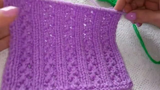 2 узора спицами "Ажурные вертикальные полосы". смотреть онлайн