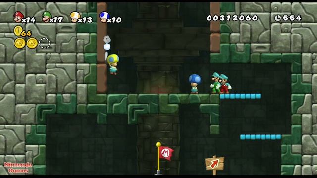 New Super Mario Bros. Wii – 4 players Walkthrough Co-Op (100%) World 1 смотреть онлайн