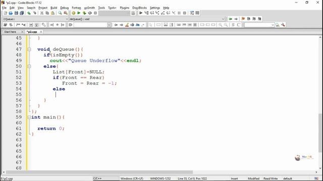 C++ program array implementation of circular queue data structure смотреть онлайн