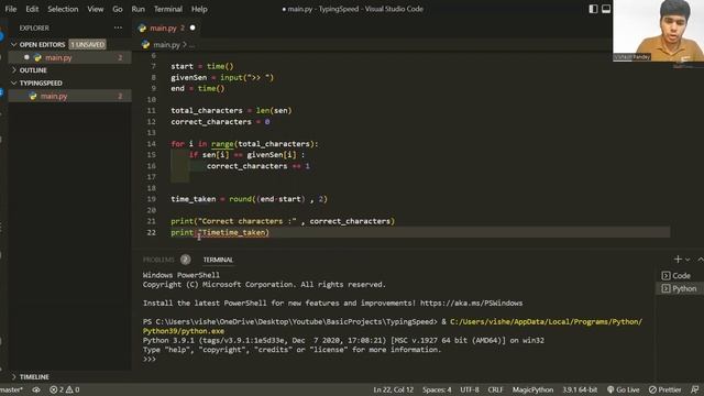 Typing Speed Test Program in Python for beginners | Python project смотреть онлайн