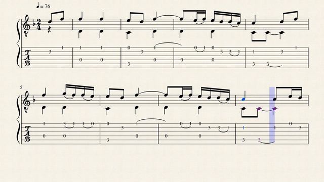 Quantas Sabedes Amar Amigo - Martim Codax (c. 1200) - Tablature