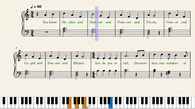 Rudolph the Red Nosed Reindeer Piano Sheet Music смотреть онлайн