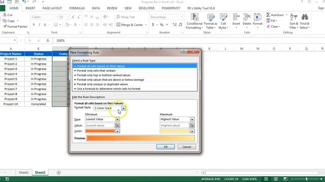 Progress Bar in Excel Cells using Conditional Formatting смотреть онлайн
