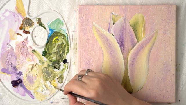 Tulip with palette knife - Acrylic painting / Homemade Illustration (4k) смотреть онлайн