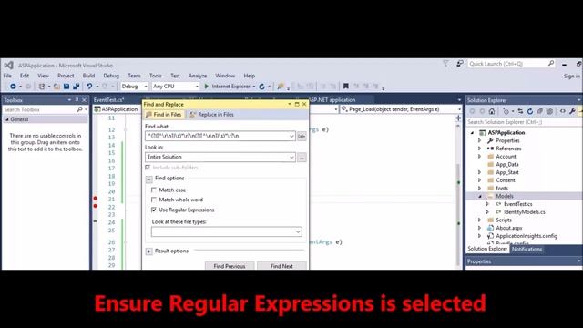 Microsoft Visual Studio - Find double empty lines смотреть онлайн