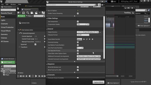 UE4 Using Sequencer To Render With Ndisplay Config