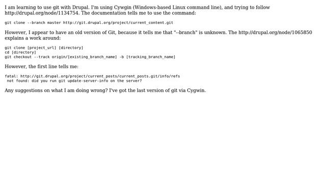 Drupal: Why does Git in Cygwin complain about info/refs not being found? смотреть онлайн