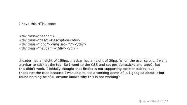 CSS : position:sticky is not working смотреть онлайн