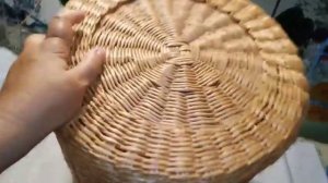 обзор пуфа из бумажной лозы, ручная работа.