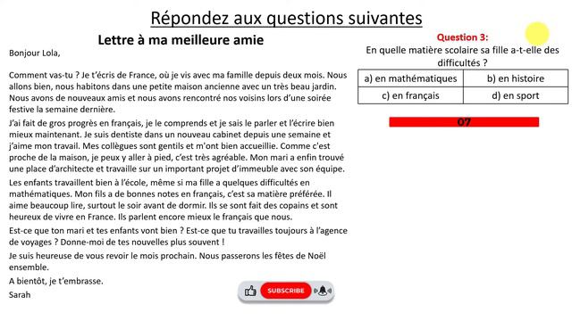 FRENCH READING COMPREHENSION B1 EXERCISE 6 | FRENCH FOR INTERMEDIATE