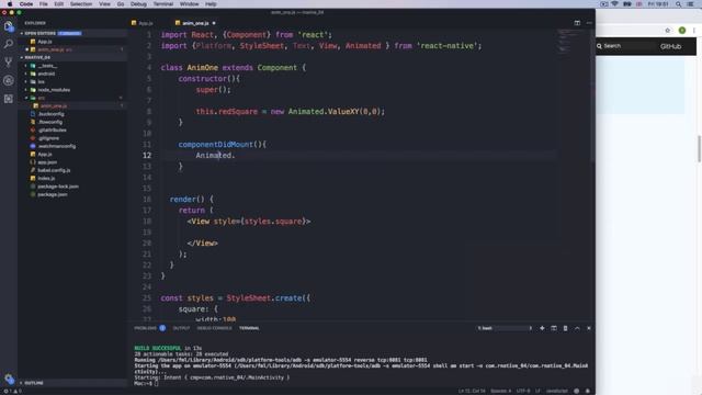 43 Creating XY animations || React native for beginner to advance full course смотреть онлайн