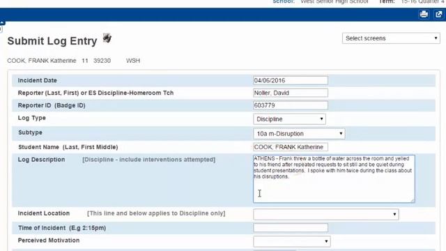 Discipline Log Entries in PowerTeacher, HS/MS Teachers Guide - Neighborhood ed. смотреть онлайн
