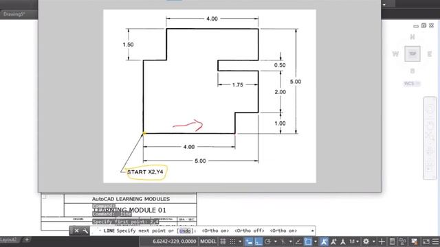 Learn Auto CAD Through Example Lesson-5: Dynamic Input, Ortho Mode and Object Snapping смотреть онлайн