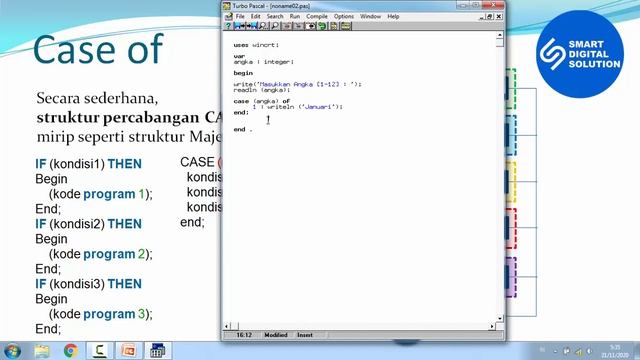 Bagian 14 - Percabangan Case Of Pada Pascal | Mudahnya Belajar Pascal | Smart Digital Solution смотреть онлайн