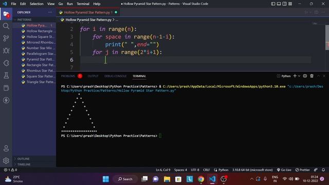 Hollow Triangle Star Pattern in Python | How to Print Hollow Triangle Star Pattern in Python ? #9 смотреть онлайн