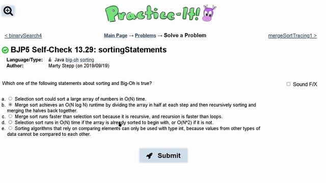 Java Practice It | Self-Check 13.29: sortingStatements | big-oh, sorting, #sorting смотреть онлайн