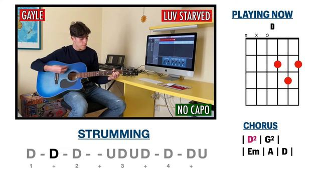GAYLE - luv starved (guitar cover with tabs|chords) 🎸 смотреть онлайн