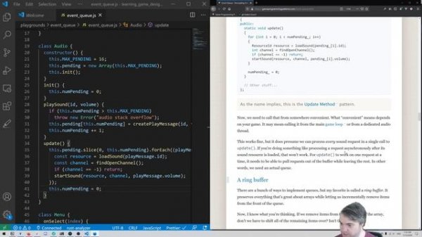Game Programming Patterns part 17.1 - (Reading, JS) Event Queue