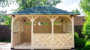 Беседка деревянная прямоугольная П-064 вращается