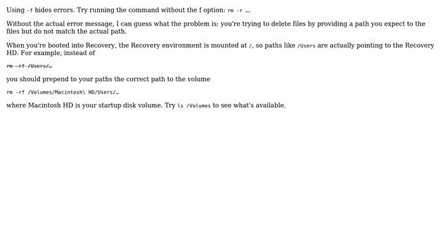 Apple: Mac OSX Recovery Mode Terminal: rm -rf doesn't delete anything (5 Solutions!!) смотреть онлайн