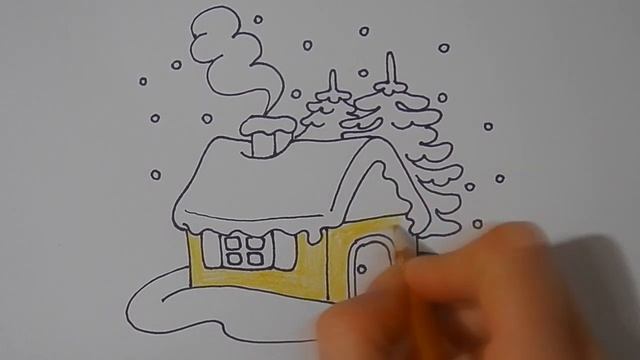 Как ПРОСТО нарисовать ДОМИК В СНЕГУ, рисунки для срисовки/629/How TO simply draw a HOUSE IN the SNO смотреть онлайн