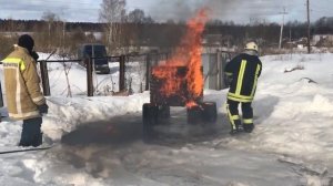 Тушение твердых горючих материалов огнетушителем ОВЭ-5