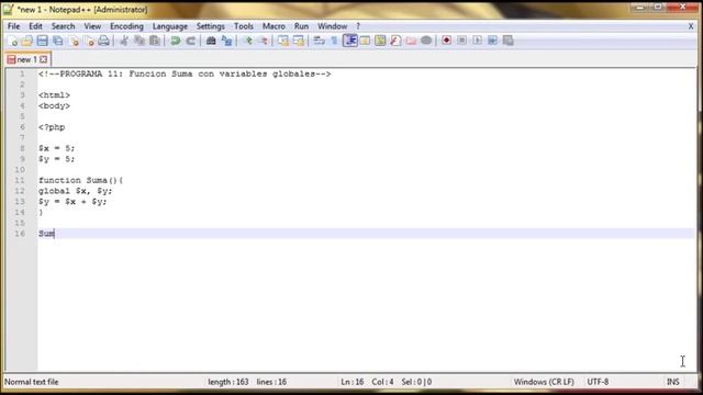 PHP SCRIPT - 11 - Funcion suma con variables globales смотреть онлайн