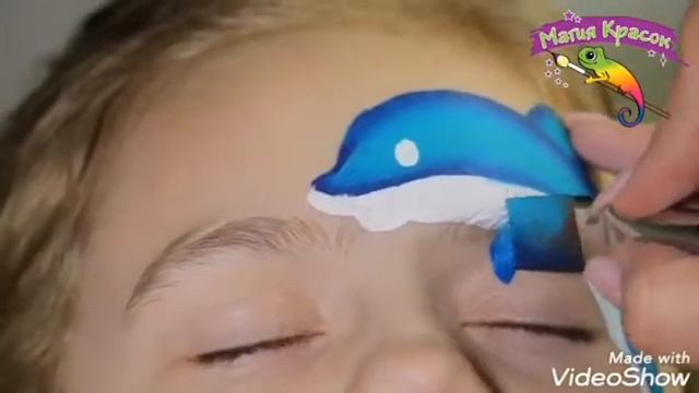 Урок аквагрим дельфин Faceart Dolfin фейсарт Tutorial