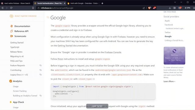 React-native: Firebase Google Authentication смотреть онлайн