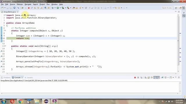 How to use parallelPrefix(T[] array, BinaryOperator op) method of Java.util.Arrays Class? смотреть онлайн