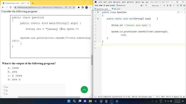 NPTEL Programming in Java Week 12 Quiz answers with detailed proof of each answer смотреть онлайн