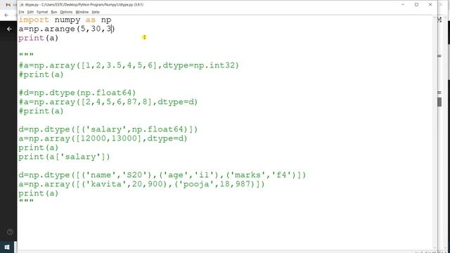 Python NumPy Part - 2 | NumPy dtype() | arange() | frombuffer() | fromiter() смотреть онлайн