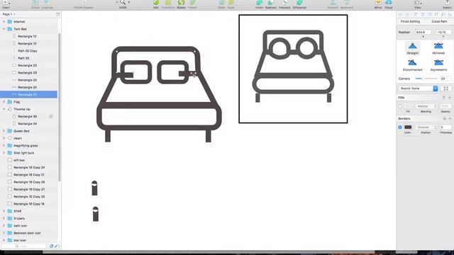 single bed / double bed Icon in sketch смотреть онлайн